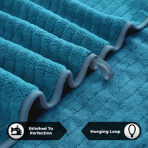 Story@Home 4 Units Microfiber Hand Towels - Blue