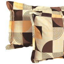 Ventura 144 TC 100% Cotton Brown & Yellow Abstract Double Bedsheet