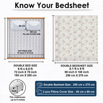 Story@home 210 TC Cloud Cotton Microfiber White King Size Floral Bedsheet with 2 Pillow Covers