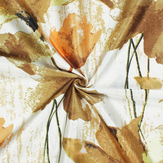 2 Pcs Brown Nature Floral Print Polyester Window / Door Curtains