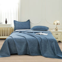 Story@home 240 TC Blue Criss Cross Double Size Bedsheet With 2 Pillow Covers