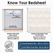 Story@home 210 TC Cloud Cotton Microfiber White King Size Floral Bedsheet with 2 Pillow Covers