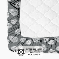 Arena 186 TC Grey Queen Size Fitted Bedsheet With 2 Pillow Cover