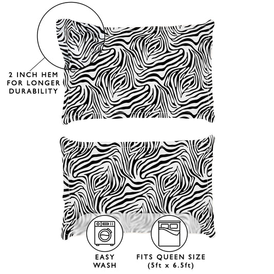 Arena 160 TC Black & White Double Size Bedsheet With 2 Pillow Cover