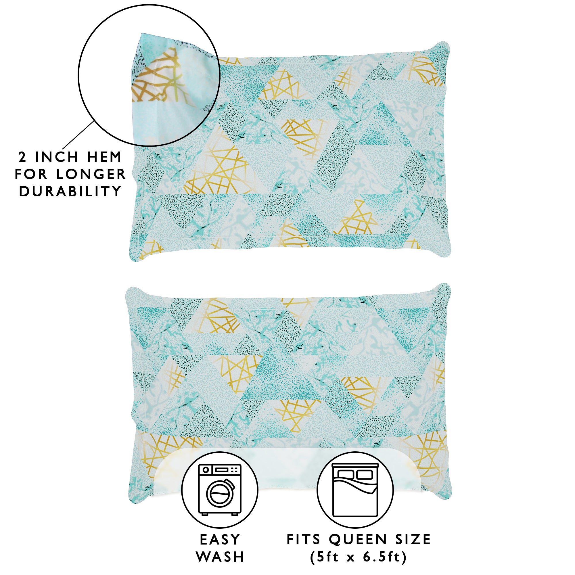 Story@Home 2 Pcs Arena Microfiber Double Bedsheets Combo With 4 Pillow Covers - Mint Green &  Grey