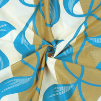 2 Pcs Nature Floral Turquoise Polyester Window and Door Curtains