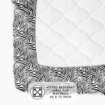 Arena 186 TC Black & White Queen Size Fitted Bedsheet With 2 Pillow Cover