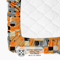 Arena 186 TC Rust Orange Queen Size Fitted Bedsheet With 2 Pillow Cover