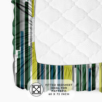Arena 186 TC Grey & Lime Queen Size Fitted Bedsheet With 2 Pillow Cover