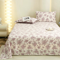 Story@home 300 TC Air Cotton Microfiber Light Purple & White King Size Floral Bedsheet with 2 Pillow Covers