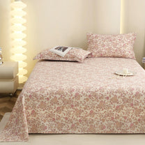 Story@home 300 TC Air Cotton Microfiber Light Purple & Off White King Size Floral Bedsheet with 2 Pillow Covers