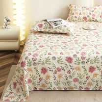 Story@home 300 TC Cloud Cotton Microfiber White King Size Floral Bedsheet with 2 Pillow Covers