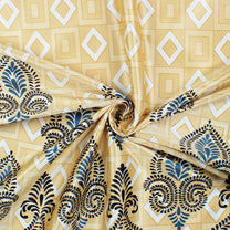 2 Pcs Blue & Ivory Nature Ethnic Print Polyester Window,Door & Long Door  Curtains