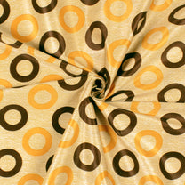 2 Pcs Brown Nature Print Circles Polyester Window/Door/Long Door Curtains