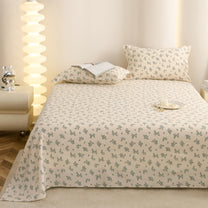 Story@home 300 TC Air Cotton Microfiber White & Dark Green King Size Leaves Bedsheet with 2 Pillow Covers