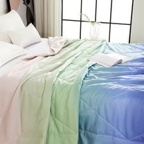 240 GSM Blue Gradient Ombre Microfiber Reversible Double Comforter