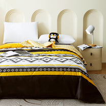 240 GSM Black Aztec Boho Microfiber Reversible Double Comforter