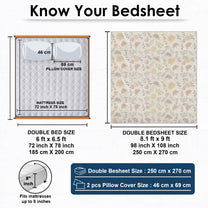 Story@home 210 TC Cloud Cotton Microfiber White King Size Floral Bedsheet with 2 Pillow Covers