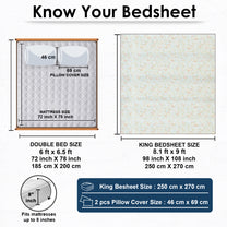 Story@home 240 TC Air Cotton Microfiber Light Blue & Peach King Size Floral Bedsheet with 2 Pillow Covers