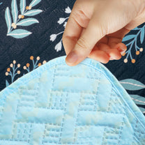 Sofa Throw Cover With Floral & Chevron Pattern In Navy Blue & Sky Blue  For 1 | 2 | 3 | 4 Seater From Story@Home