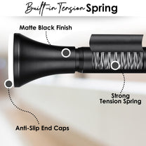 Story@Home Matte Black Extendable Shower Curtain Tension Rod Non-Drilling Anti-Skid Spring Pull Rod