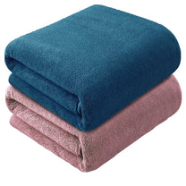 Story@Home Navy Blue & Peach 2 Units Microfiber Bath Towels For Men, Women & Kids