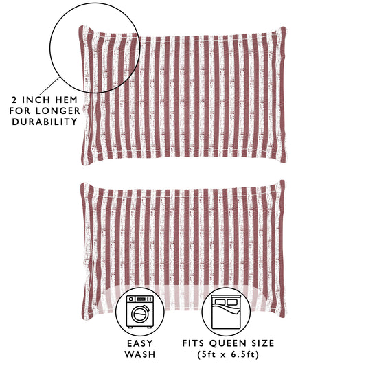 Arena 160 TC Maroon Stripes Double Size Bedsheet With 2 Pillow Cover