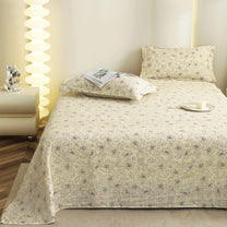 Story@home 300 TC Cloud Cotton Microfiber Pale White & Grey King Size Floral Bedsheet with 2 Pillow Covers