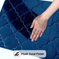 2 Units Encore Memory Foam Quatre Foil Peacock Blue Doormat