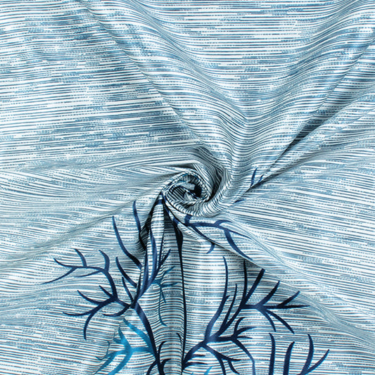 2 Pcs Blue Nature Abstract Print Polyester Window and Door Curtains