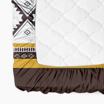 Boho Styled 240 TC Black & Yellow Abstract Queen Fitted Bedsheet With 2 Pillow Covers