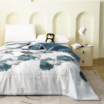 240 GSM White Floral Boho Microfiber Reversible Double Comforter