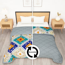 180 GSM Multicolor Abstract Microfiber Fusion Reversible Double Comforter