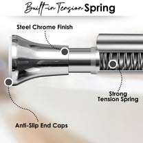 Story@Home Metallic Chrome Extendable Shower Curtain Tension Rod Non-Drilling Anti-Skid Spring Pull Rod