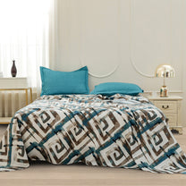 Story@home 240 TC White Abstract Double Size Bedsheet With 2 Pillow Covers