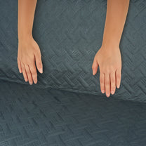 Sofa Throw Cover Combo – 2 Pcs 1 Seater and 1 Pc 3 Seater Grey Solid Pattern with Pocket by Story@Home