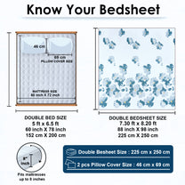 Metro Gold 190 TC Cotton Blue & Grey Double Bedsheet with Pillow Covers