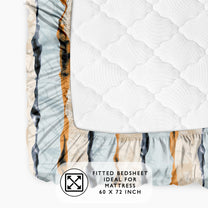 Arena 186 TC Grey & Cream Queen Size Fitted Bedsheet With 2 Pillow Cover