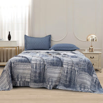 Story@home 240 TC Blue Abstract Double Size Bedsheet With 2 Pillow Covers