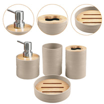 Story@Home Brown 4 Pcs Bamboo Bathroom Accessories Set - Toothbrush Holder, Soap Dispenser, Tumbler and Soap Dish