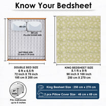 Story@home 240 TC Air Cotton Microfiber Green & White King Size Floral Bedsheet with 2 Pillow Covers
