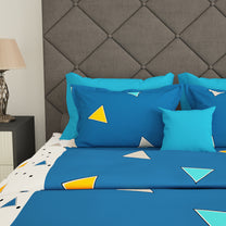 Majestic 152 TC Blue Cotton Double Bedsheet