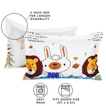 Arena Kids 180 TC White & Brown Double Size Bedsheet With 2 Pillow Cover