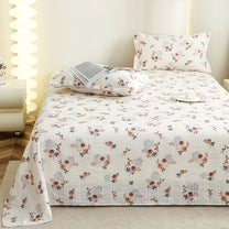 Story@home 300 TC Cloud Cotton Microfiber White King Size Floral Bedsheet with 2 Pillow Covers