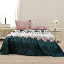 Story@home 240 TC White Motif Double Size Bedsheet With 2 Pillow Covers