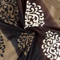 2 Pcs Brown Nature Floral Print Polyester Window/Door/Long Door Curtains