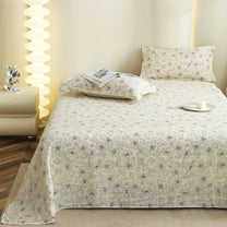 Story@home 300 TC Cloud Cotton Microfiber White King Size Floral Bedsheet with 2 Pillow Covers