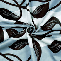 2 Pcs Light Blue Nature Leaf Print Polyester Window/Door/Long Door Curtains