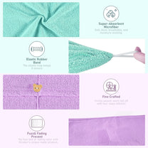 Super Soft Microfiber Green & Purple Hair Towel 400 GSM - 2 Pcs