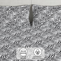 Arena 186 TC Black & White Queen Size Fitted Bedsheet With 2 Pillow Cover